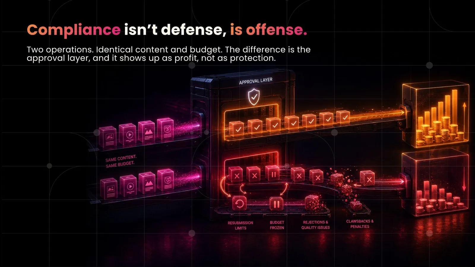 Two operations, identical content and budget, post completely different margins, the difference is the approval layer
