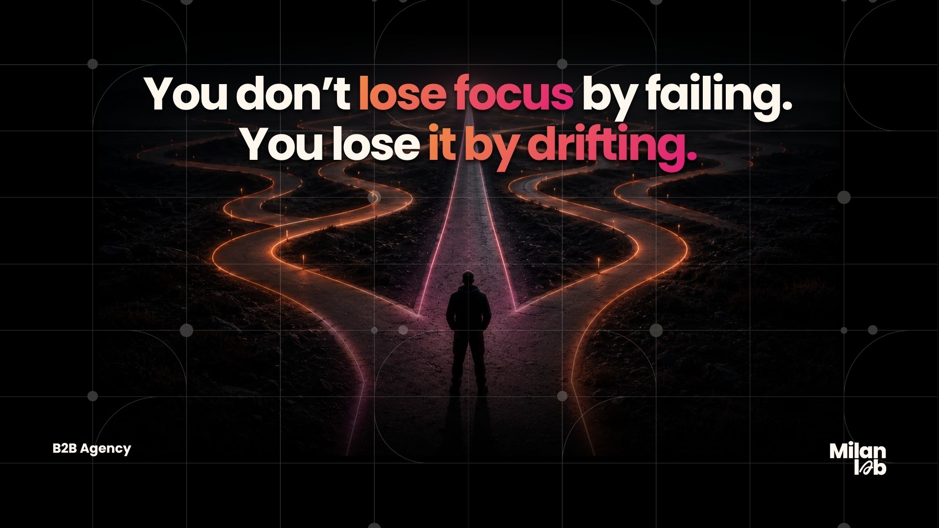 Editorial cover with the title: You don't lose focus by failing. You lose it by drifting.