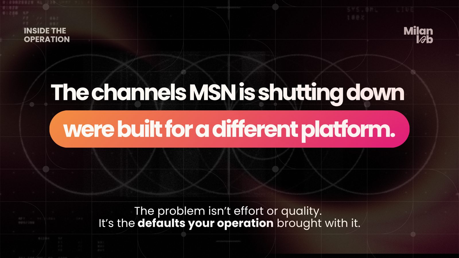 Cover: the channels MSN is shutting down were built for a different platform. The problem isn't effort or quality, it's the defaults your operation brought with it.