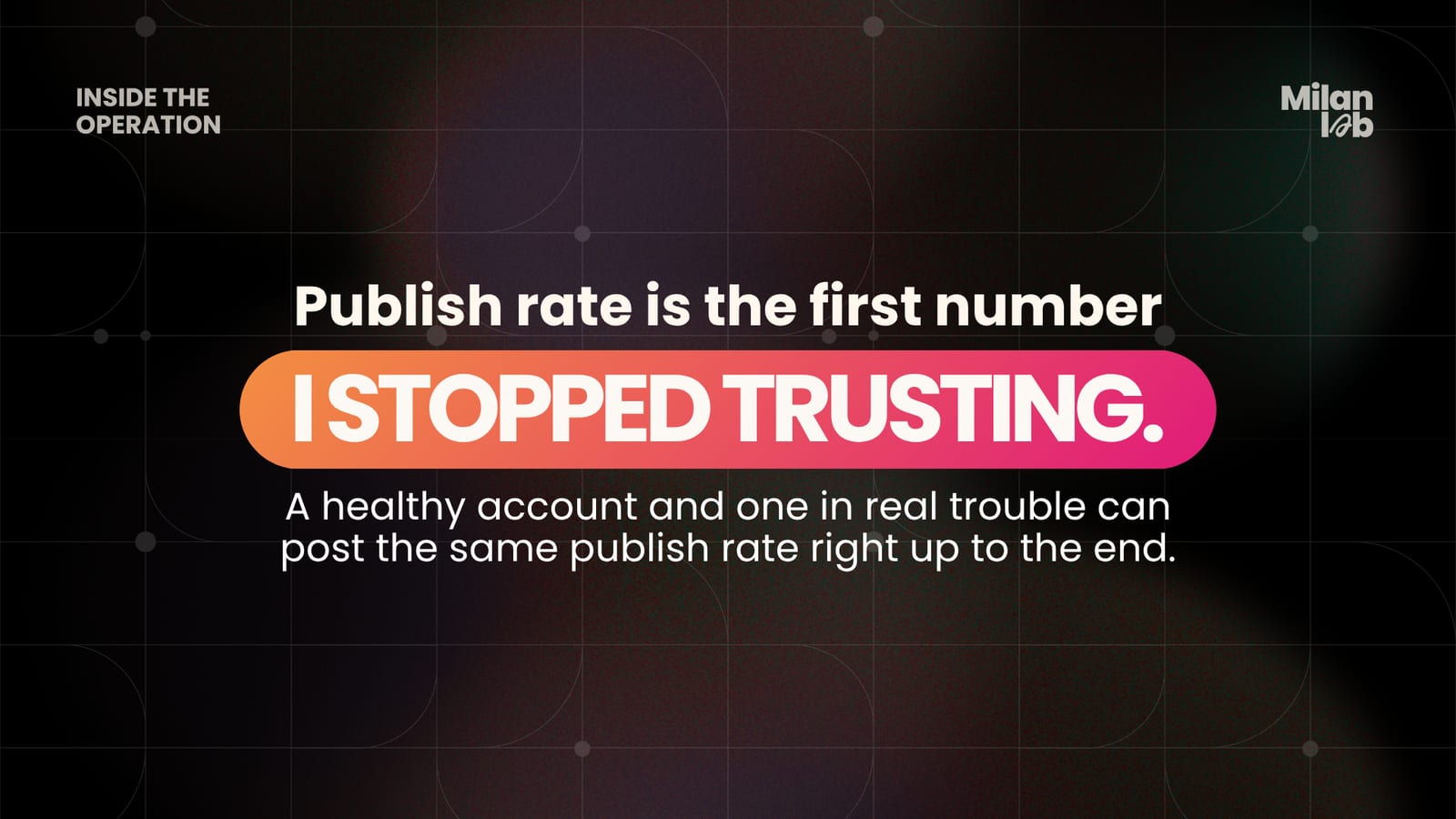 Cover: publish rate is the first number I stopped trusting. A healthy account and one in real trouble can post the same publish rate right up to the end.