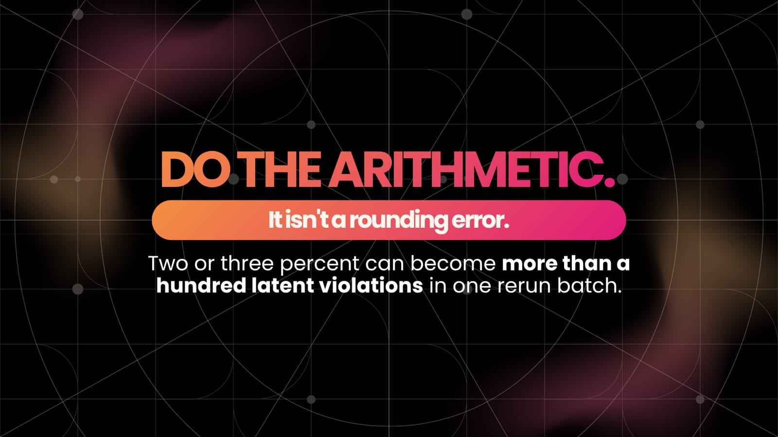 Do the arithmetic. Two or three percent can become more than a hundred latent violations in one rerun batch