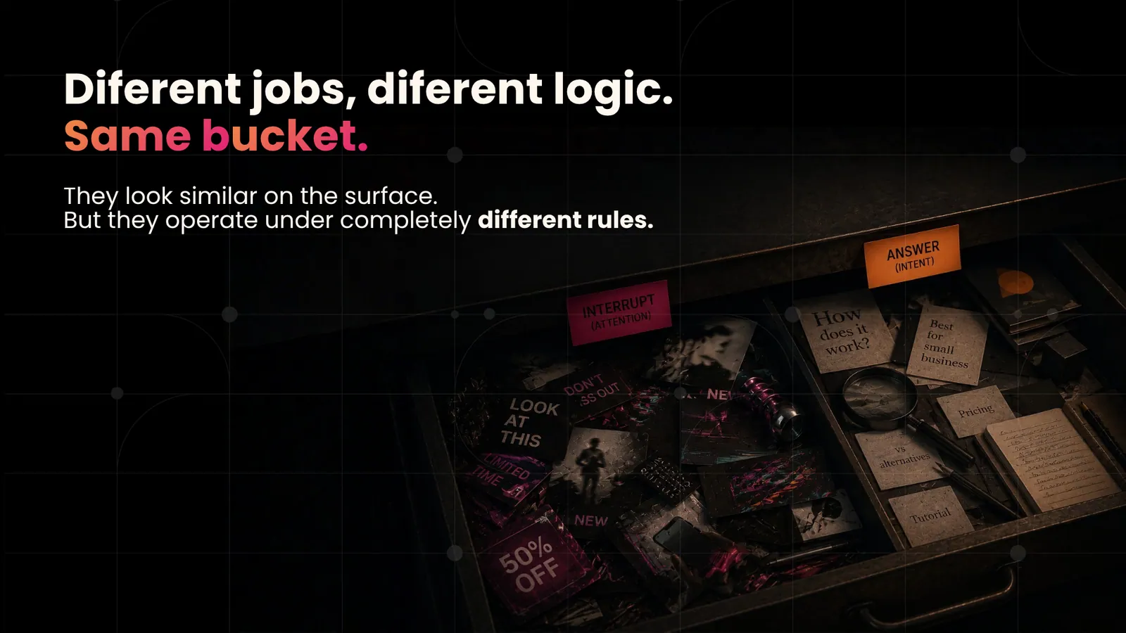 Different jobs, different logic. Same bucket.