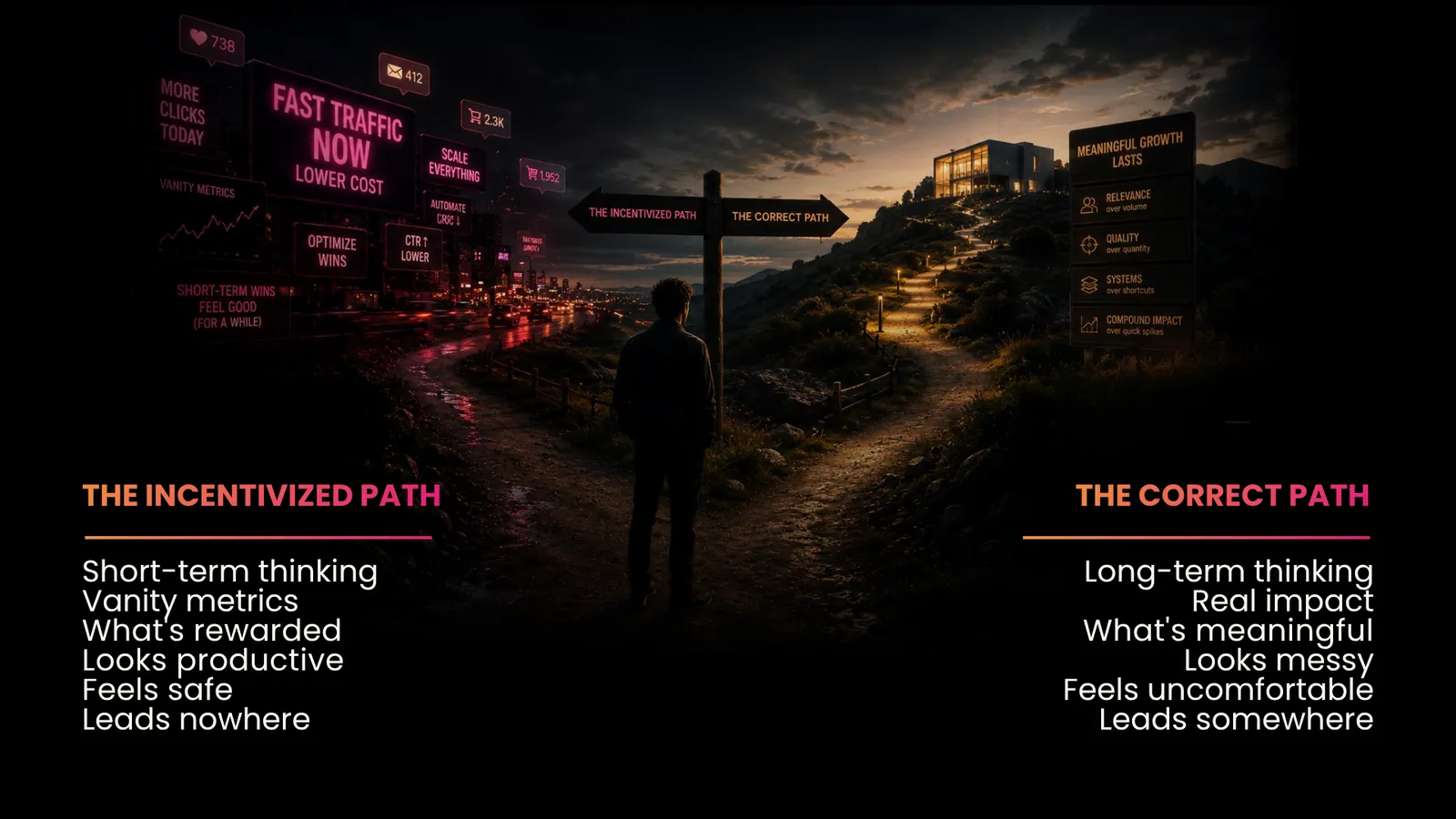 The incentivized path vs. the correct path.